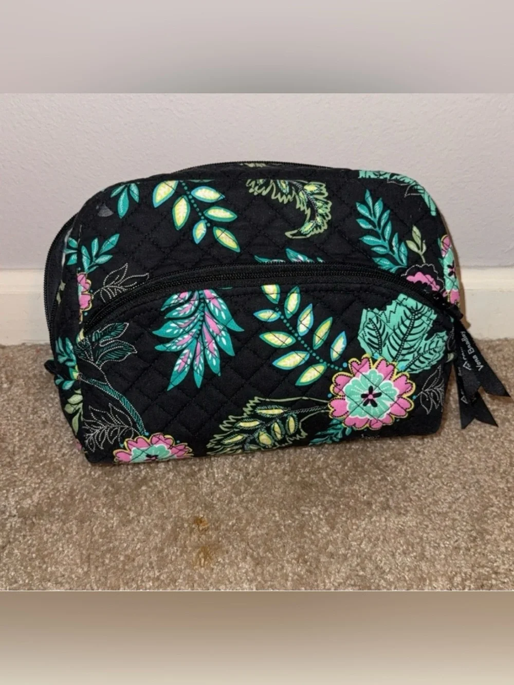 Vera Bradley Floral Quilted Makeup Cosmetic Travel Bag
